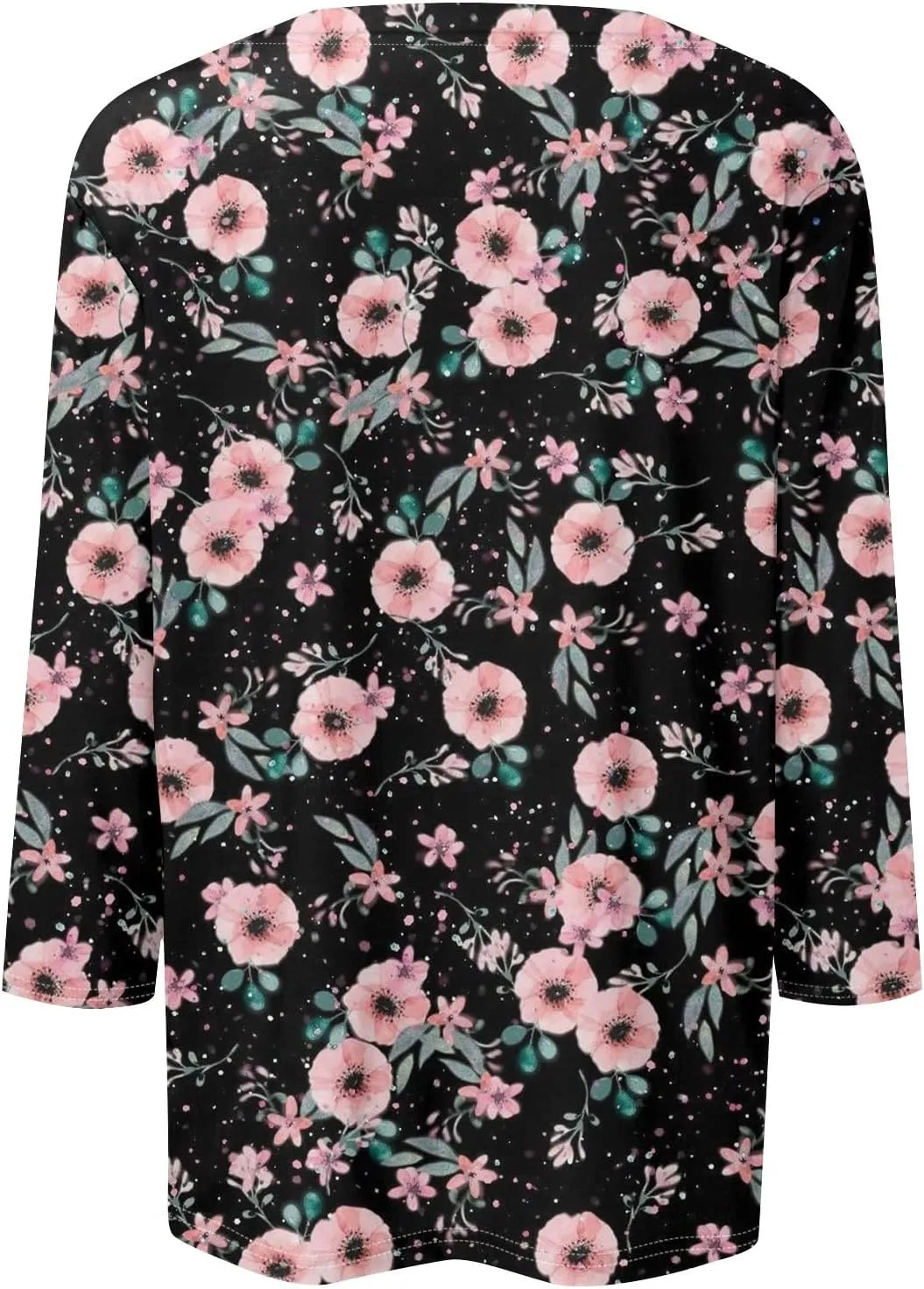 Womens Tops Dressy Casual 3/4 Sleeve,Elbow Sleeve T Shirt Top and Blouses Round Neck Shirts Flowers Graphic Tunic