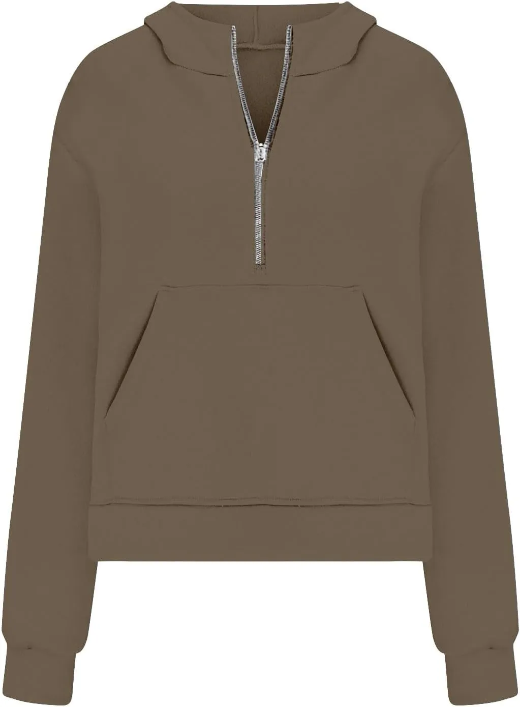 Womens Turtleneck Sweatshirts Solid Color Long Sleeve Pocket Casual Comfy Half Zip Cropped Pullover Fashion 2024