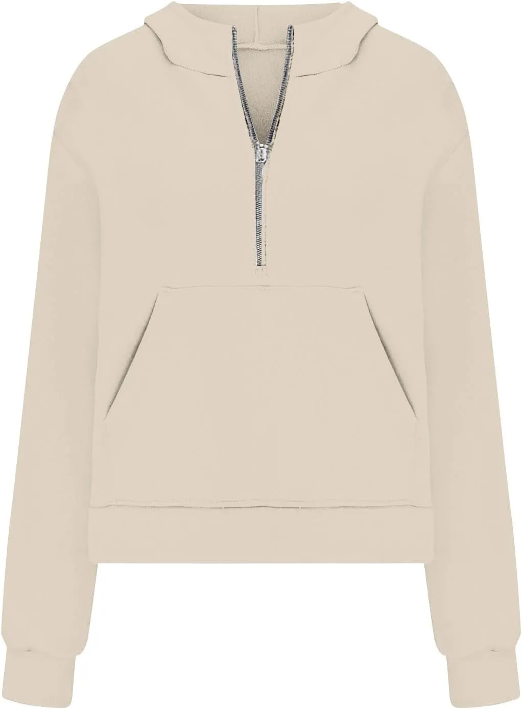 Womens Turtleneck Sweatshirts Solid Color Long Sleeve Pocket Casual Comfy Half Zip Cropped Pullover Fashion 2024