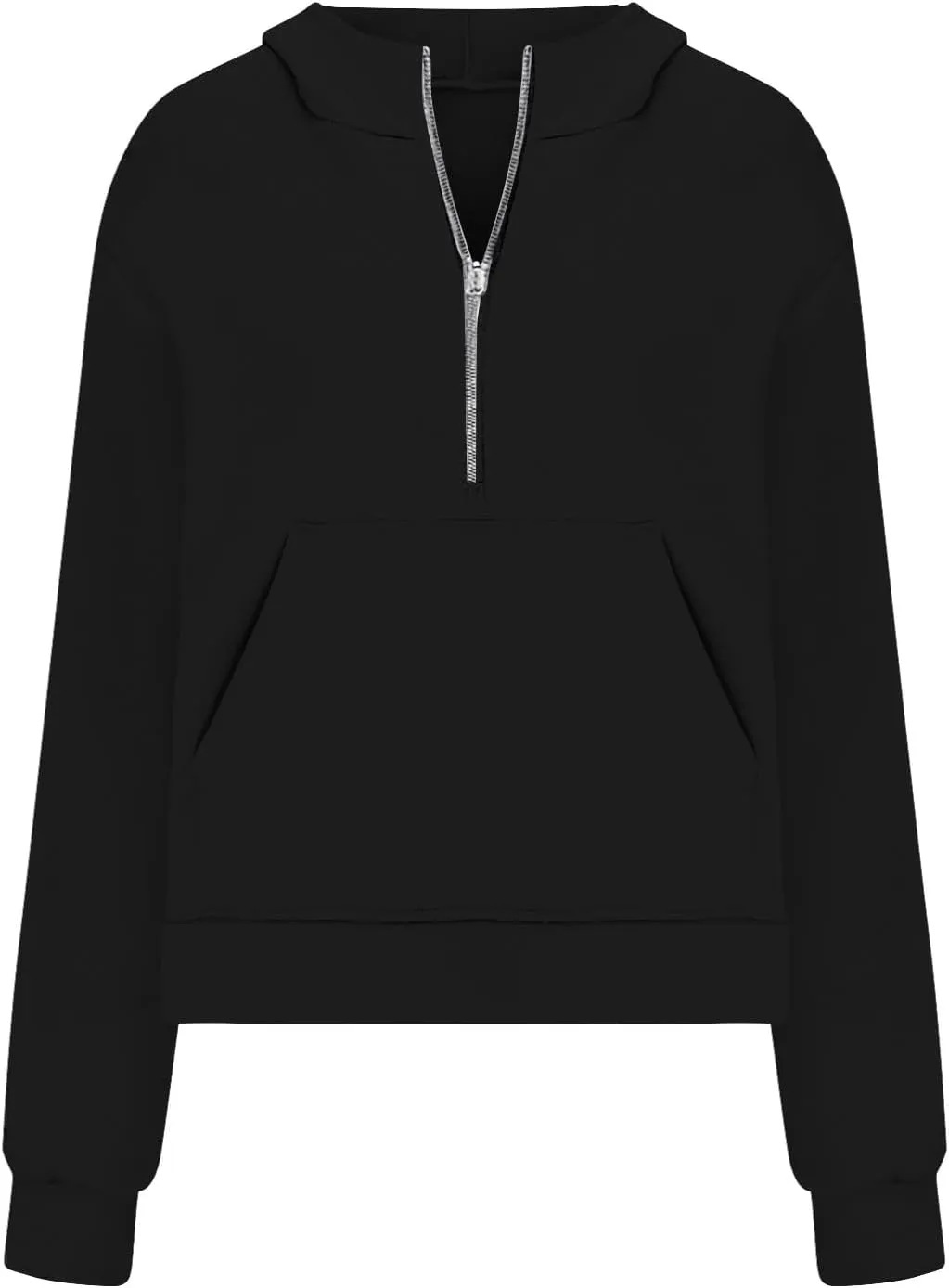 Womens Turtleneck Sweatshirts Solid Color Long Sleeve Pocket Casual Comfy Half Zip Cropped Pullover Fashion 2024