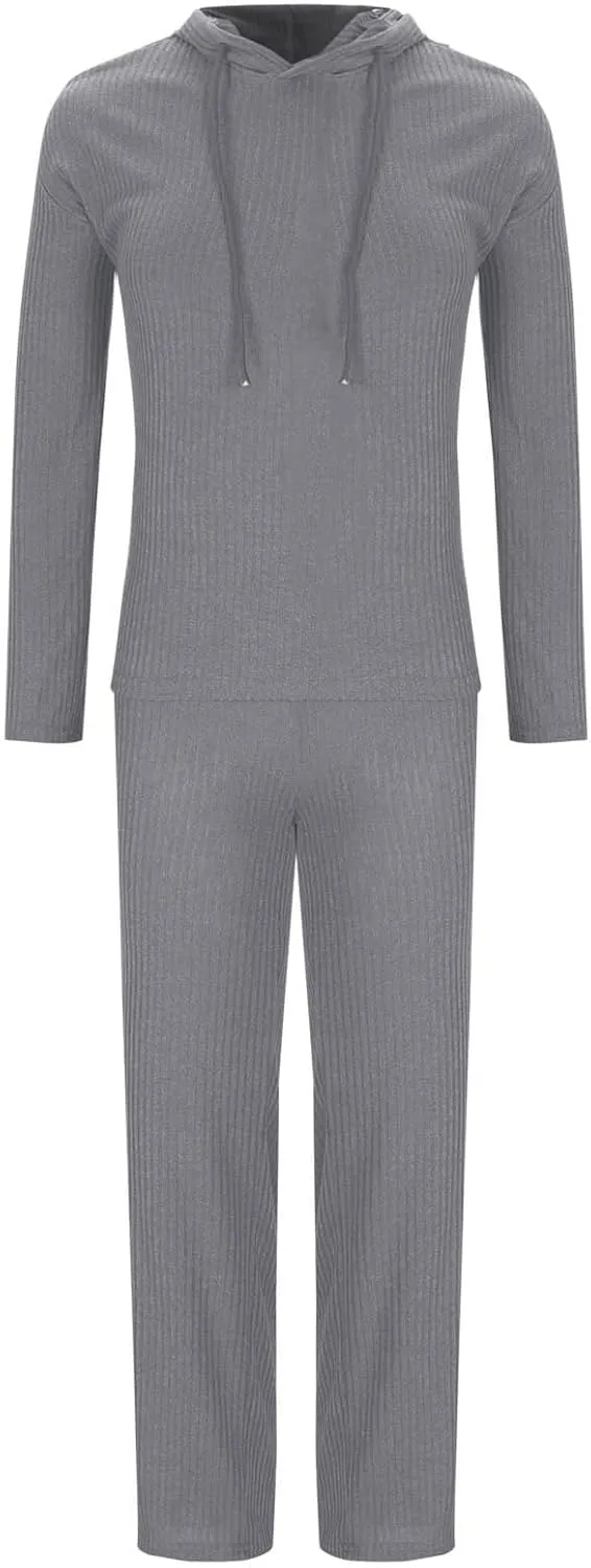 Womens Two Piece Outfits Sweaters Sets Long Sleeve Zip Up Knit Pullover Hoodie Jogger Pants Tracksuit Fall Lounge Sets