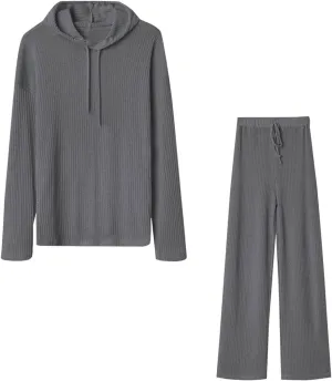 Womens Two Piece Outfits Sweaters Sets Long Sleeve Zip Up Knit Pullover Hoodie Jogger Pants Tracksuit Fall Lounge Sets
