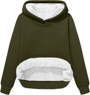 Womens Winter Hoodies Warm Fleece Sherpa Lined Pullover Hooded Sweatshirt