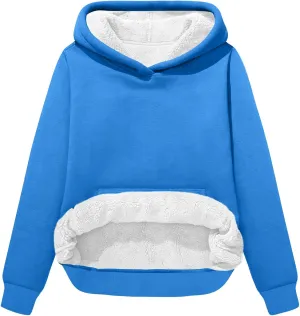 Womens Winter Hoodies Warm Fleece Sherpa Lined Pullover Hooded Sweatshirt