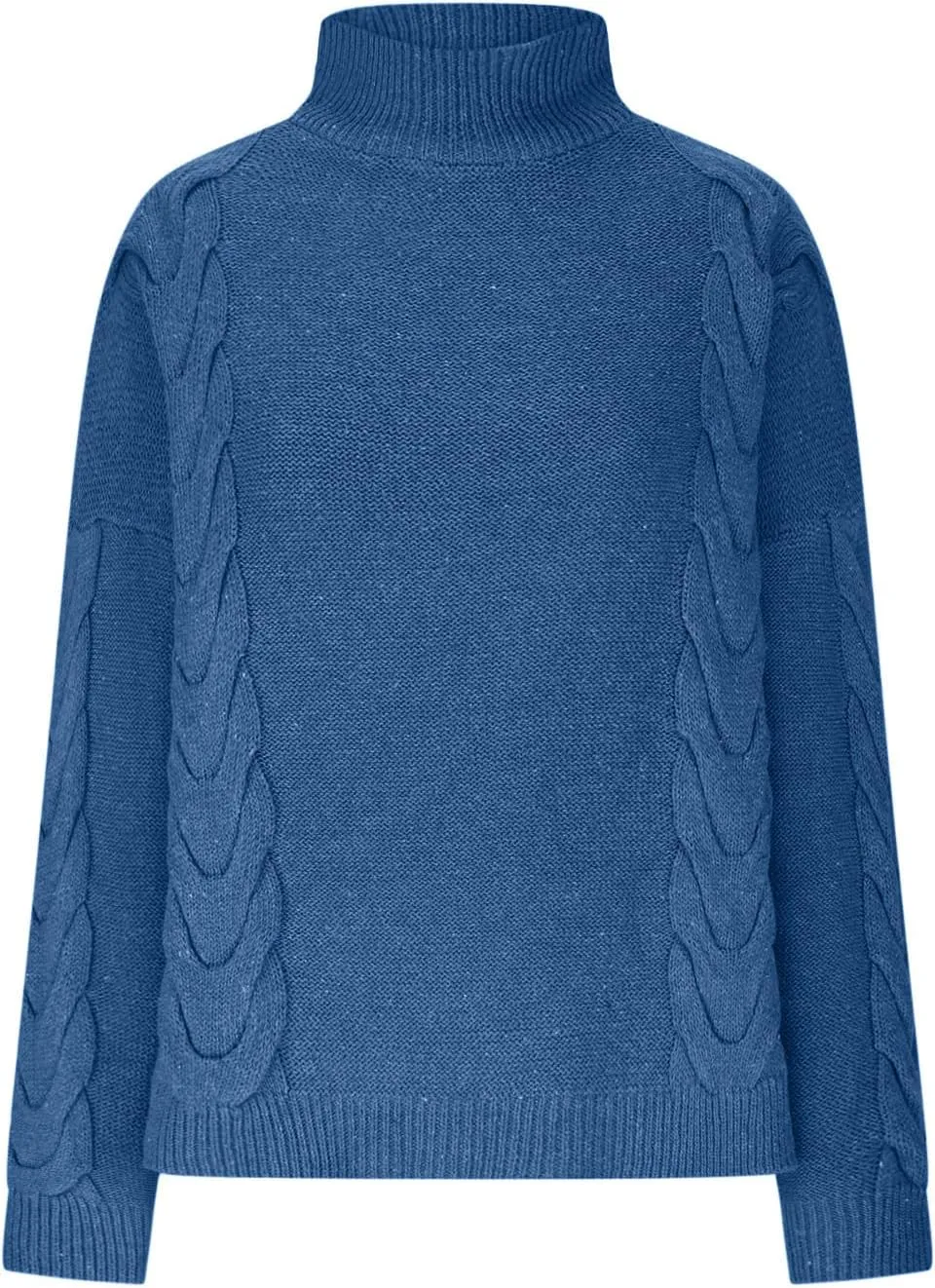Women's Winter Warm Long Sleeve Turtleneck Oversized Sweater Trendy Casual Solid Color Loose Cable Knit Pullover Tops