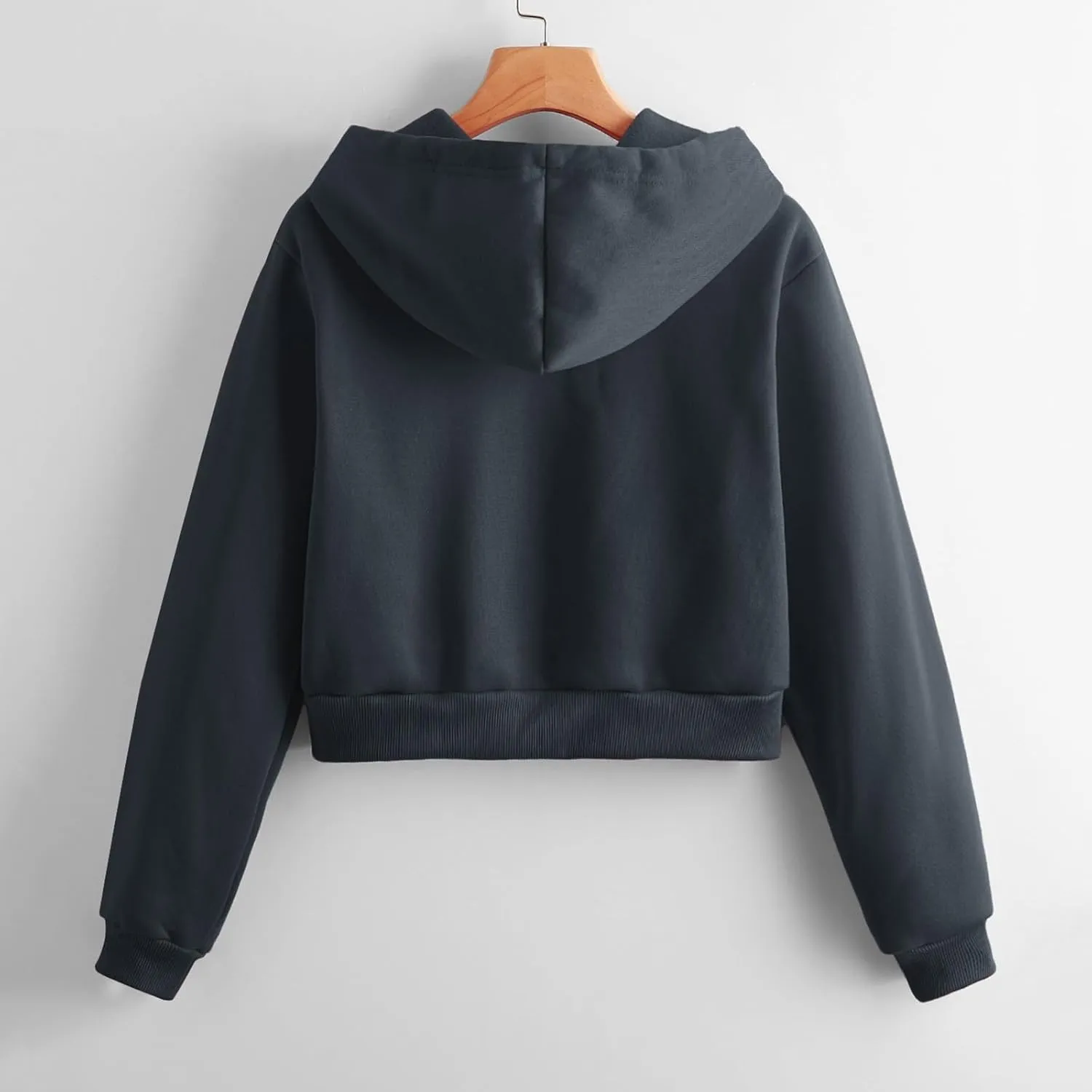 Women's Zip Up Hoodies Cropped Cardigan Jacket Drawstring Hooded Sweatshirts Casual Long Sleeve Hoodies