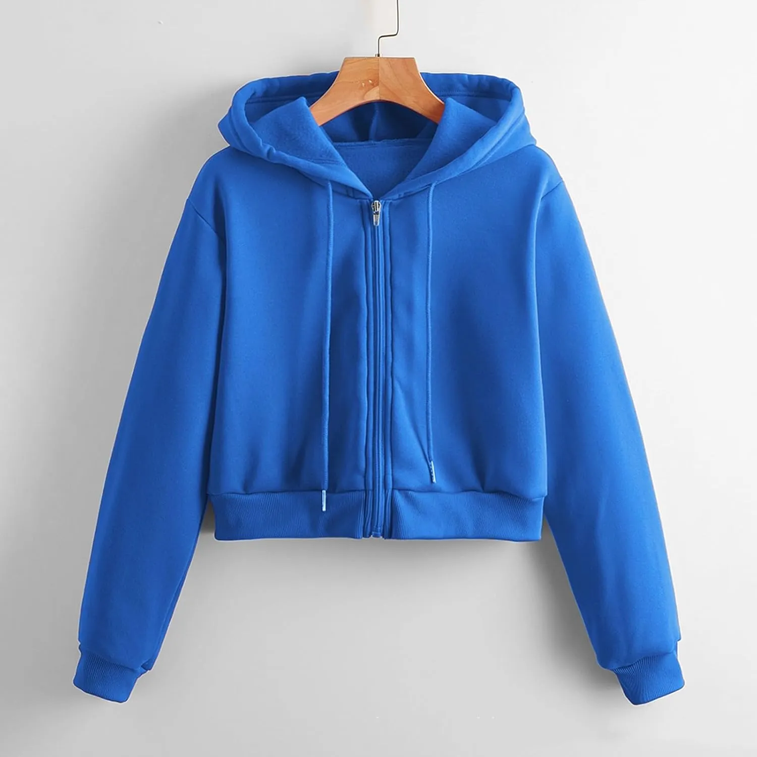 Women's Zip Up Hoodies Cropped Cardigan Jacket Drawstring Hooded Sweatshirts Casual Long Sleeve Hoodies