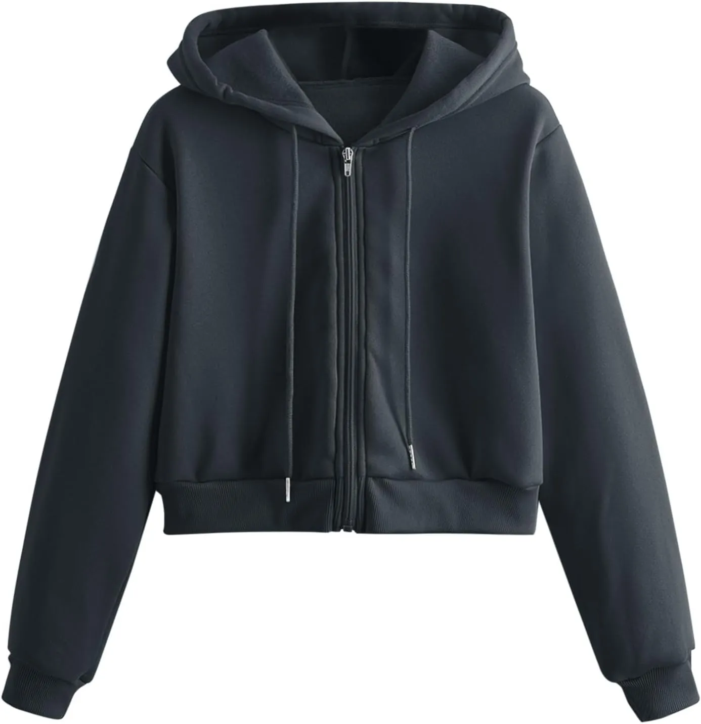 Women's Zip Up Hoodies Cropped Cardigan Jacket Drawstring Hooded Sweatshirts Casual Long Sleeve Hoodies