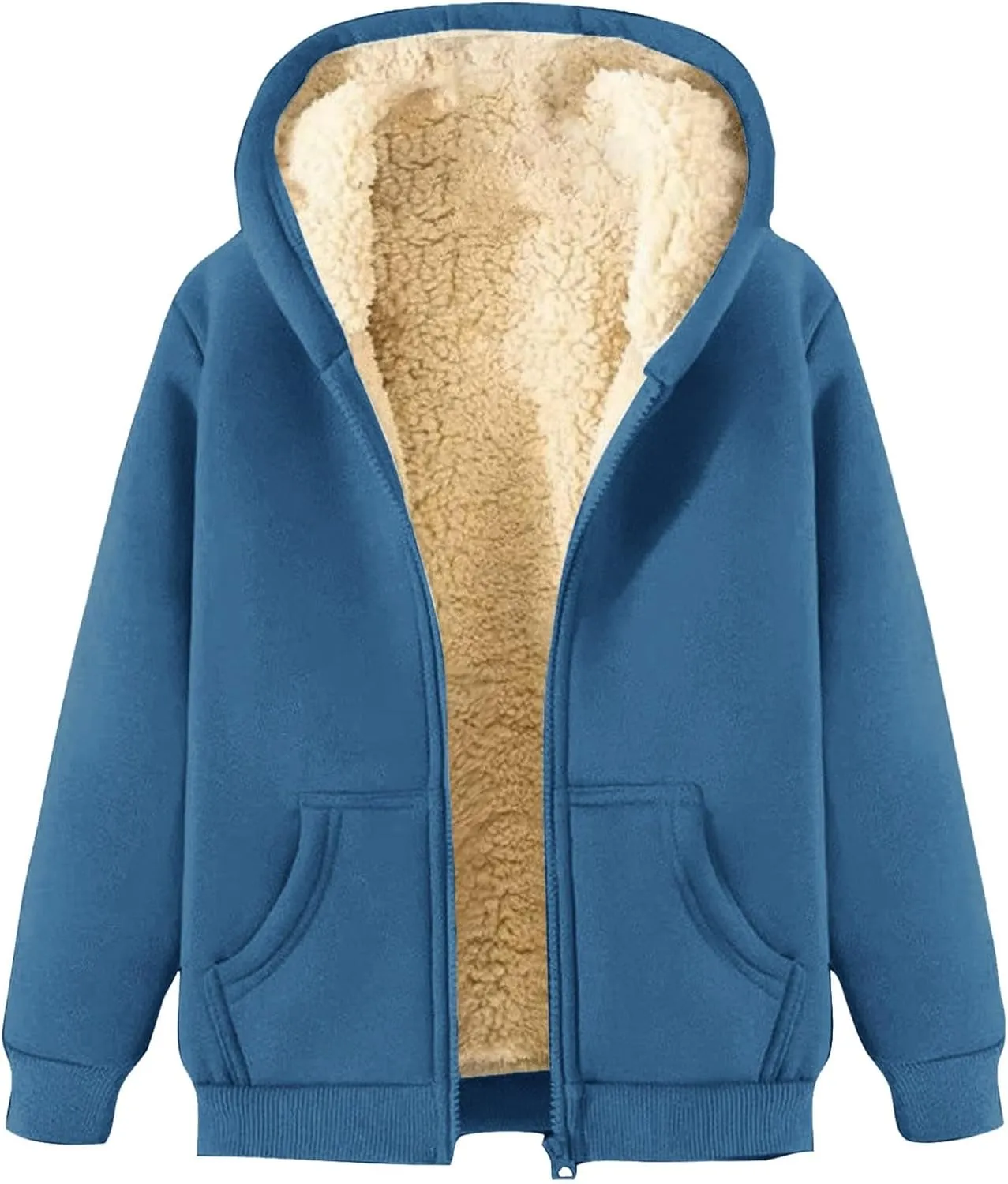 Womens Zip Up Hoodies, Hoodies for Women Winter Fleece Sweatshirt - Full Zip Up Thick Sherpa Lined Hooded Jacket