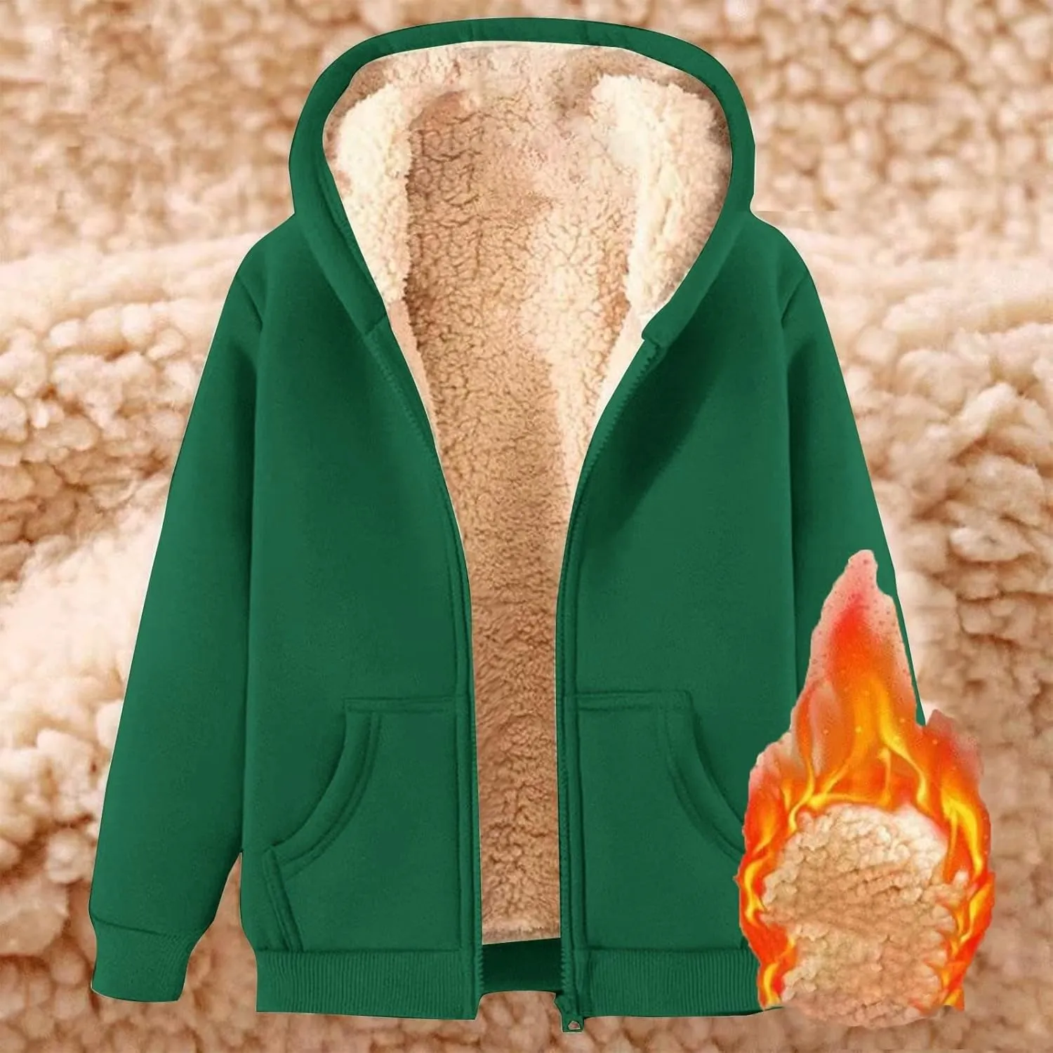 Womens Zip Up Hoodies, Hoodies for Women Winter Fleece Sweatshirt - Full Zip Up Thick Sherpa Lined Hooded Jacket