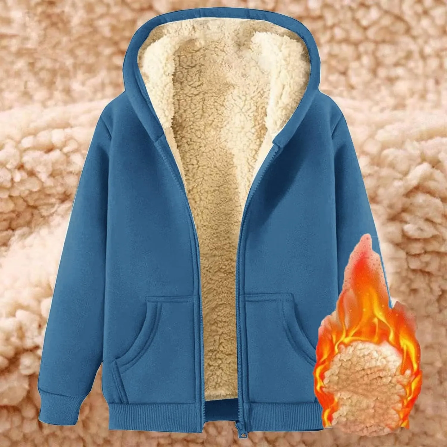 Womens Zip Up Hoodies, Hoodies for Women Winter Fleece Sweatshirt - Full Zip Up Thick Sherpa Lined Hooded Jacket