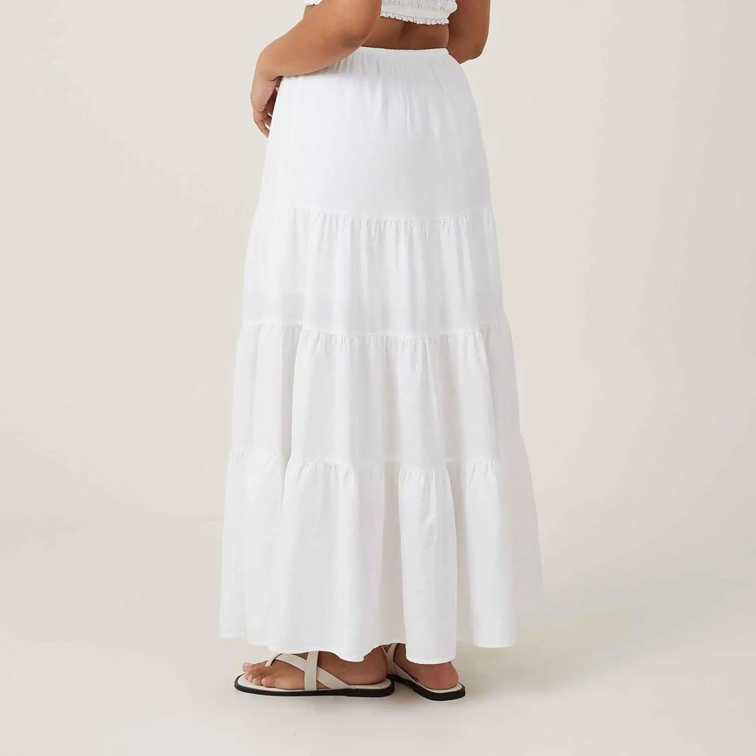 Xiaojmake Women Ruffle Boho Maxi Skirts High-Waist Drawstring Pleated Long Skirt Summer Casual A Line Flowy Skirts Beach Wear