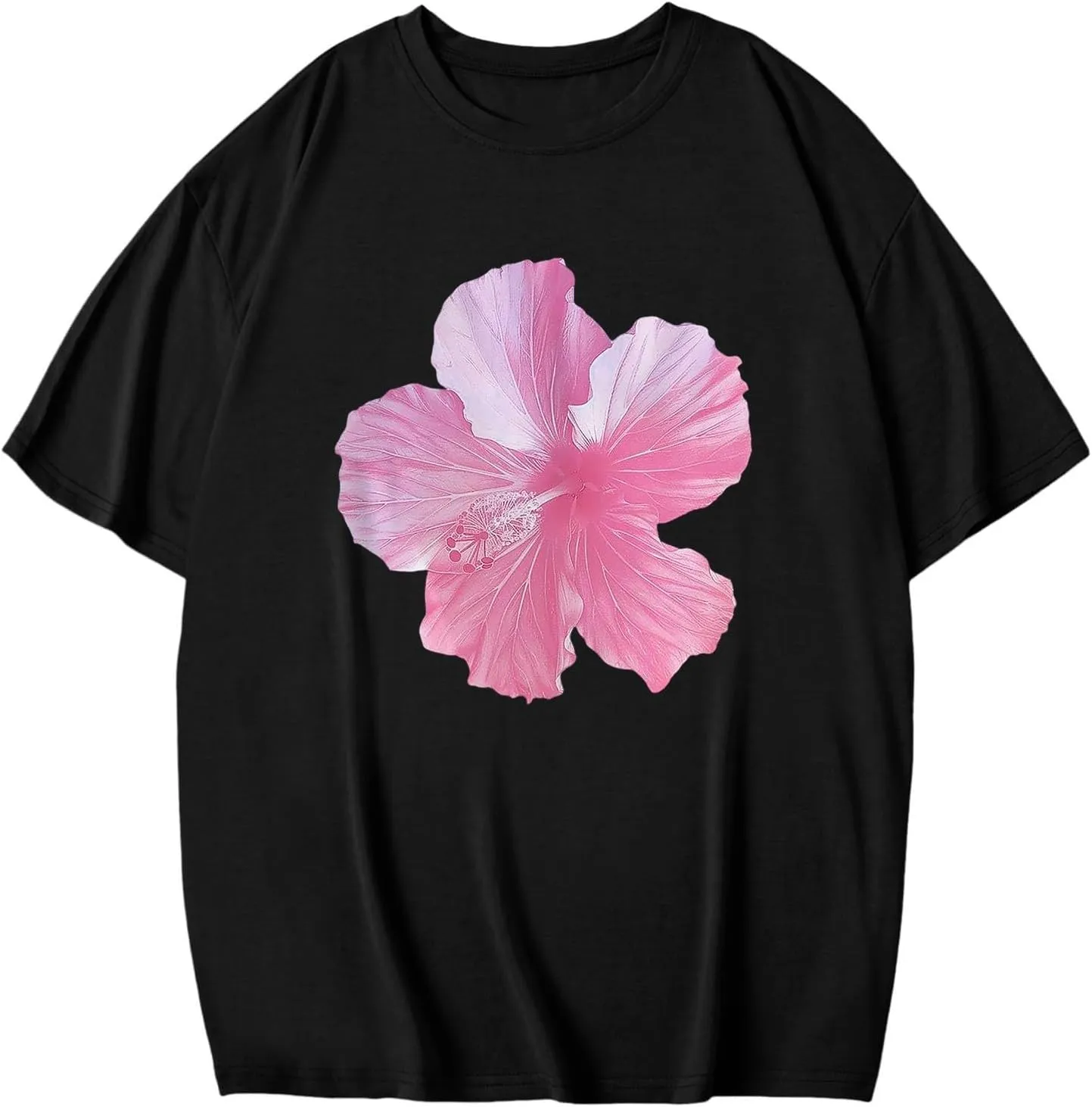 Y2k Shirts for Women Shorts Sleeve Oversized Pink Graphic Tshirt Crewneck Preppy Clothes for Teen Girls
