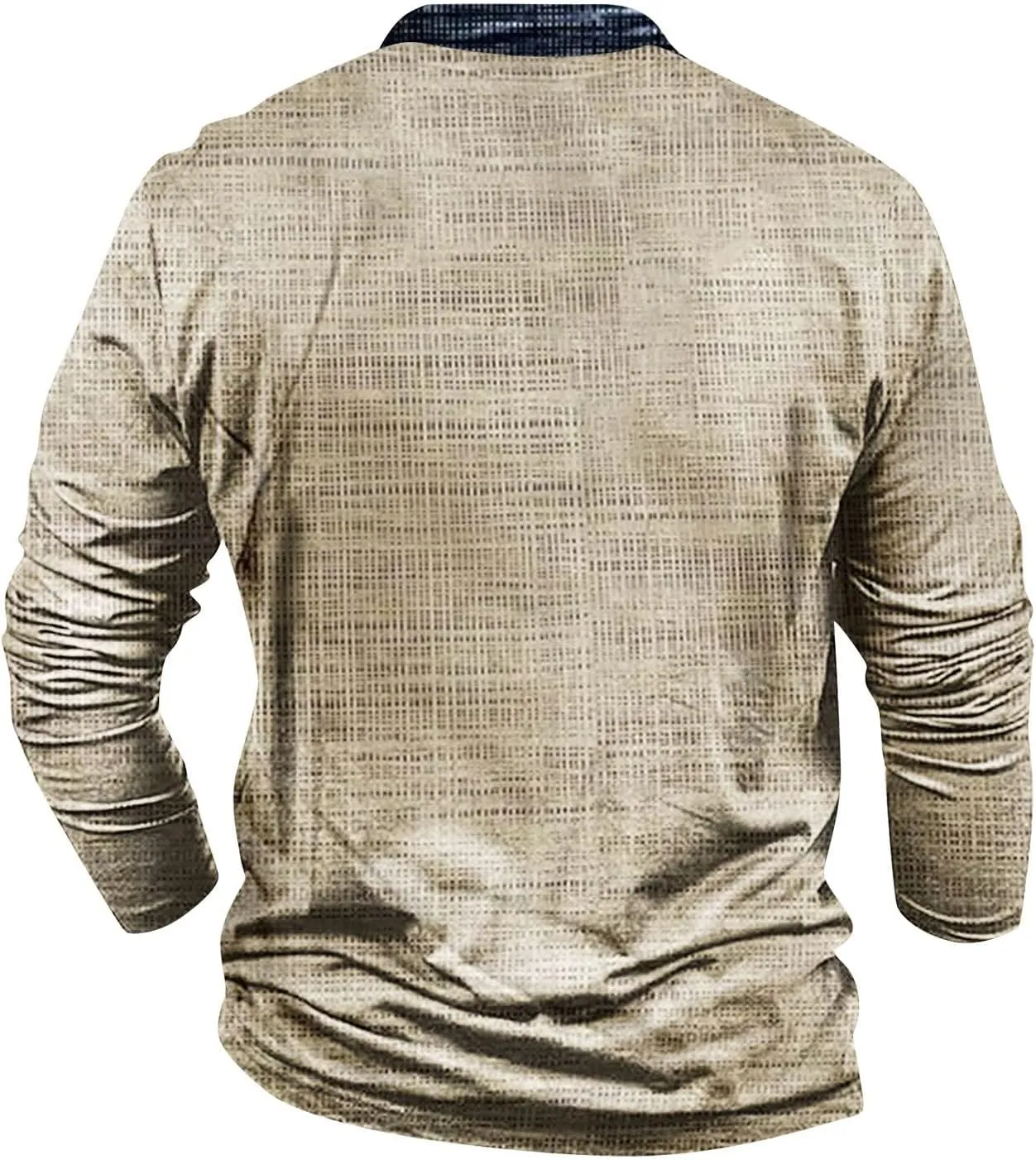 Ymosrh Men's Polo Shirts V-Neck Sweater 3D Digital Printing Stand Collar 3 Button Vintage Shirts, M-3XL