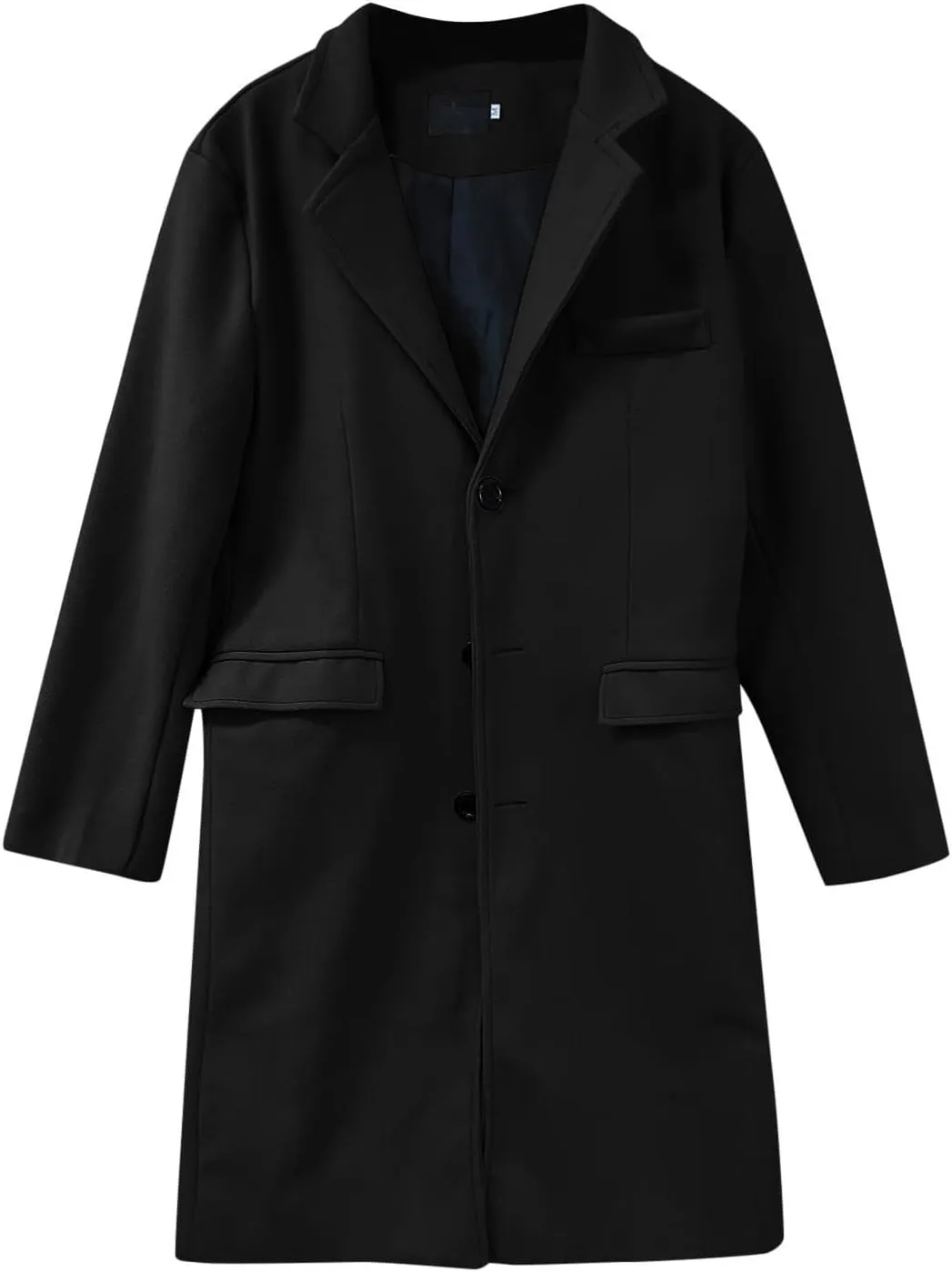 Ymosrh Men's Trench Coat Oversized Notched Long Jacket Coat Single Breasted Lapel Winter Coat Double, XL-4XL