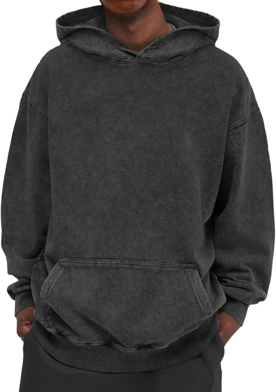 Ymosrh Men's Washed Hoodie Oversized Hooded Sweatshirt Acid Wash Cotton Baggy Streetwear Sweatshirts Workout Hoodies