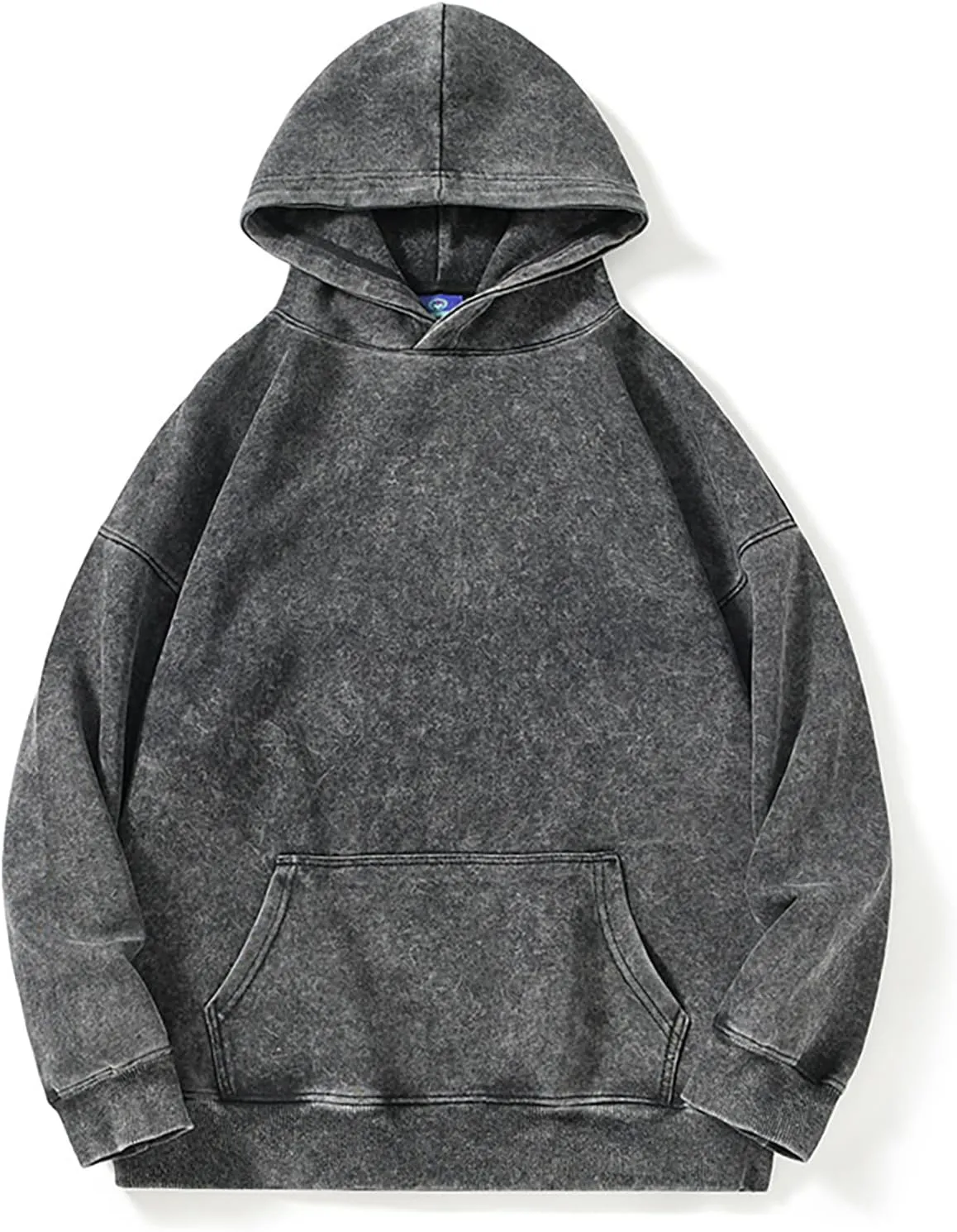 Ymosrh Men's Washed Hoodie Oversized Hooded Sweatshirt Acid Wash Cotton Baggy Streetwear Sweatshirts Workout Hoodies