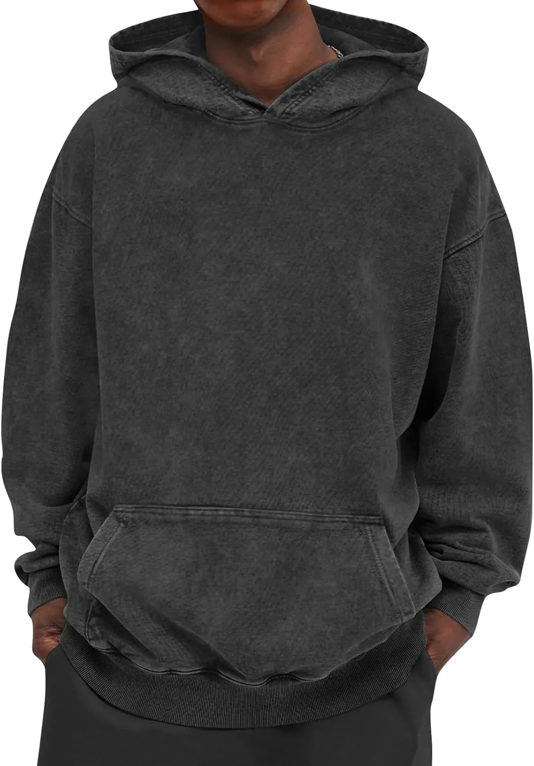 Ymosrh Men's Washed Hoodie Oversized Hooded Sweatshirt Acid Wash Cotton Baggy Streetwear Sweatshirts Workout Hoodies