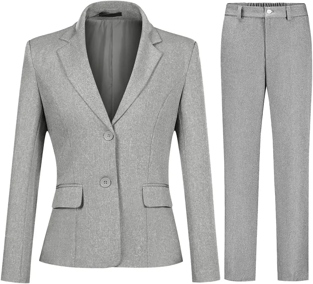YUNCLOS Womens Formal Two Piece Office Lady Suit Set Work Blazer Jacket Pant