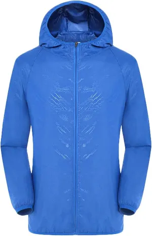 Zip Up Rain Coats for Men Lightweight Ultra Thin Outdoor Trendy Waterproof Oversized Hoodies Active Quick Drying Solid Jacket Trendy Graphic Hoodies for Men,Blue,XXXXL
