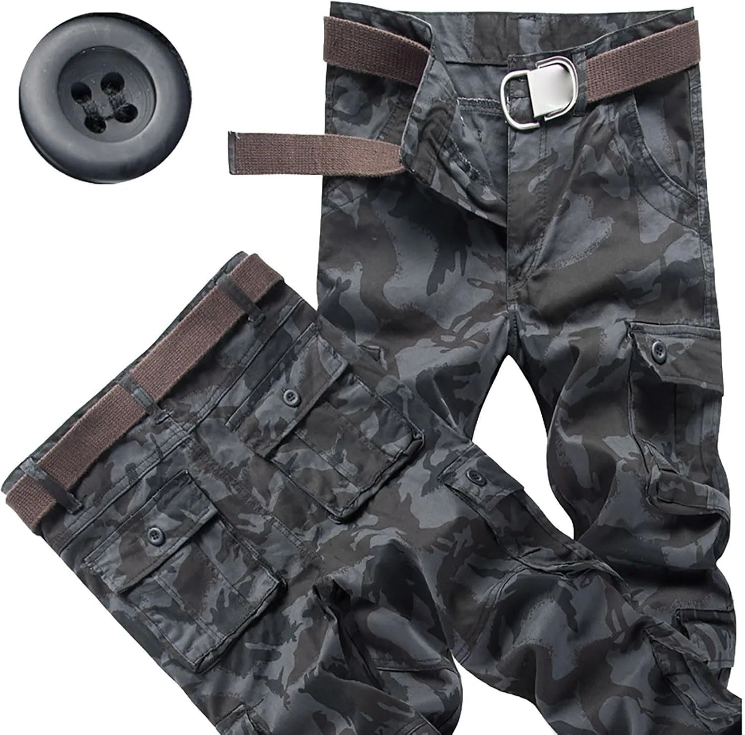 ZYXTIM Men's Combat Camo Cargo Trousers Oversize Ripstop Military Tactical Pants Hiking Joggers Multi Pockets Work Bottoms