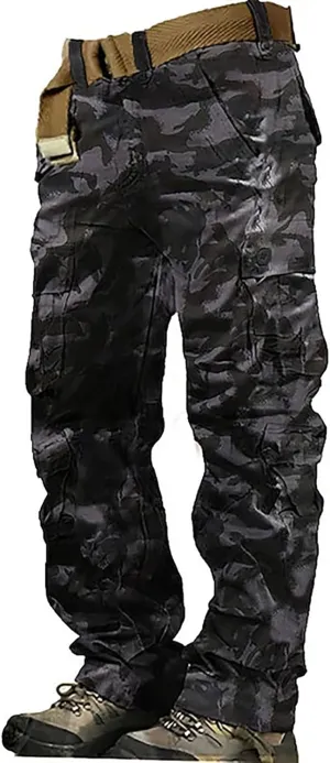 ZYXTIM Men's Combat Camo Cargo Trousers Oversize Ripstop Military Tactical Pants Hiking Joggers Multi Pockets Work Bottoms