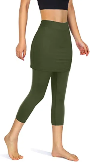 ZYXTIM Women Tennis Skirted Leggings with Pockets High Waisted Cotton Comfort Breathable Stertch Active Sport Golf Skort