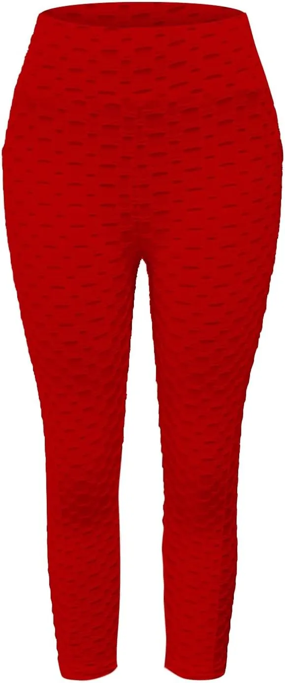 ZYXTIM Womens High Waisted Capri Leggings Textured Scrunch Butt Lift Yoga Pants Tummy Control Workout Gym Running Jogger Pant