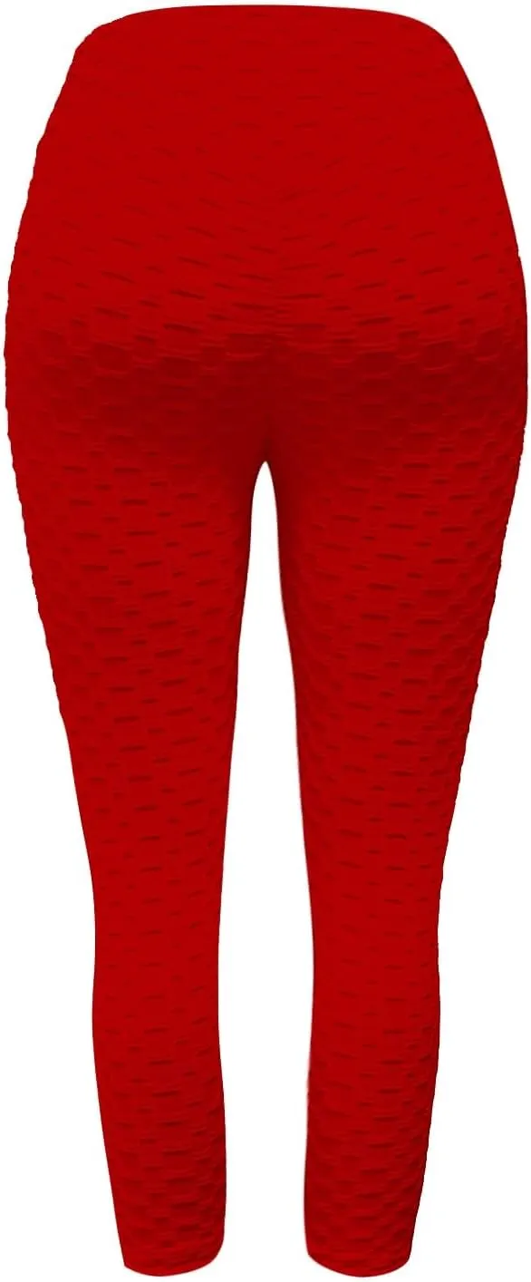 ZYXTIM Womens High Waisted Capri Leggings Textured Scrunch Butt Lift Yoga Pants Tummy Control Workout Gym Running Jogger Pant